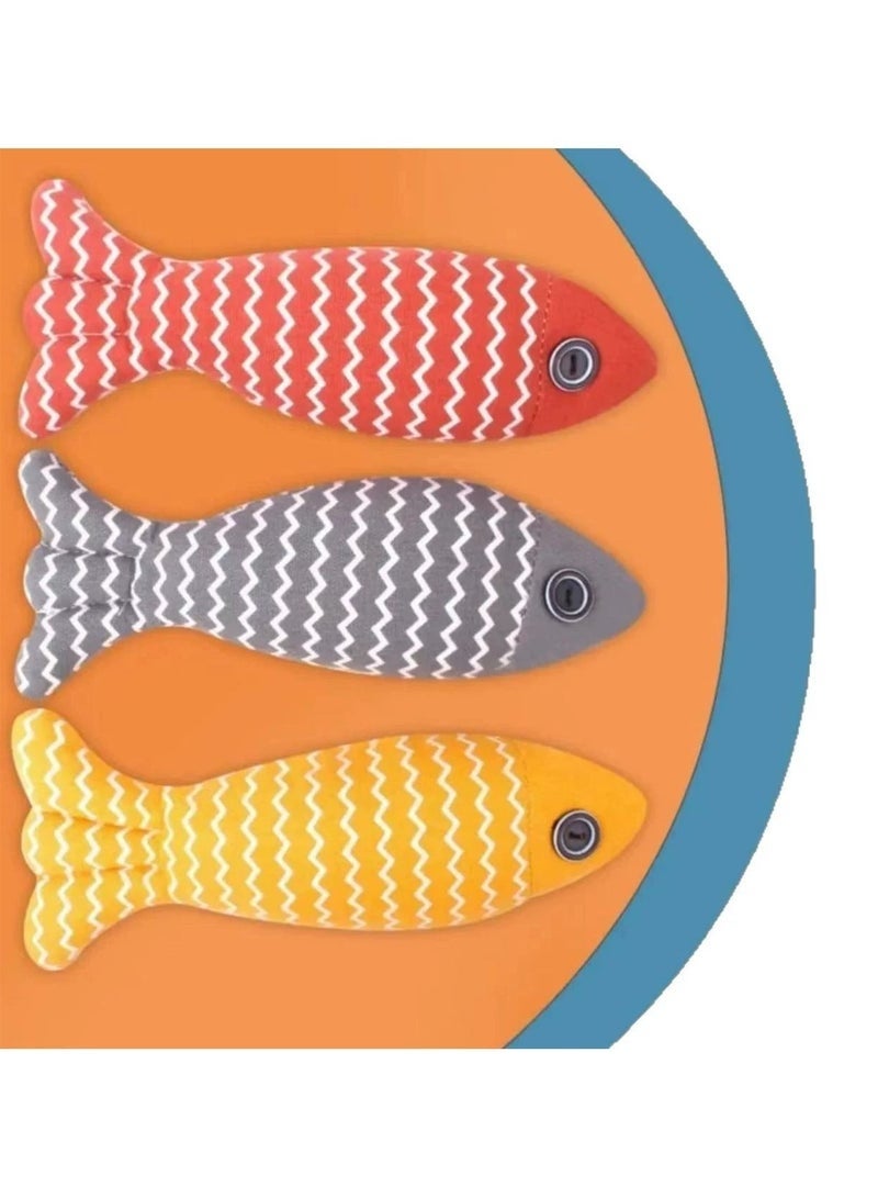 Cat Toys Fish, 3 Pcs Crinkle Sound Catnip Toys Soft Linen, Interactive Kitten Exercise Kicker Toys for Indoor Cats 7.8 Inches for All Breeds - Image 5