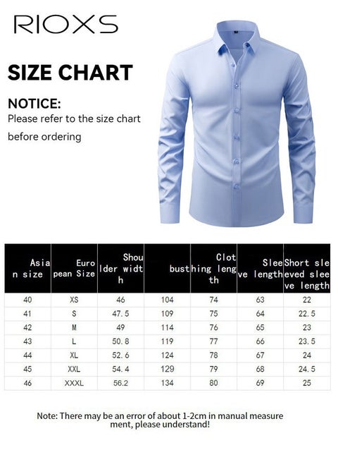RIOXS Men's Blue Dress Shirt, Stand Collar Long Sleeve Formal Shirt with  Lightweight Breathable Fabric, Business Casual Office Wear, Slim Fit Button  Down Shirt for Men, All Season Versatile Dress Shirt, Wedding