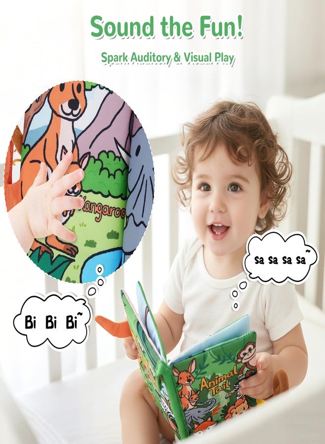 HECCEI Baby Books Toys Crinkle Books for Babies - Soft Cloth Baby Book 0-6 Months Baby Shower Newborn Gifts for Boys Girls 6-12 Months, Infant Car Seat Toys Tummy Time Sensory Book, Jungle Tails - Image 3