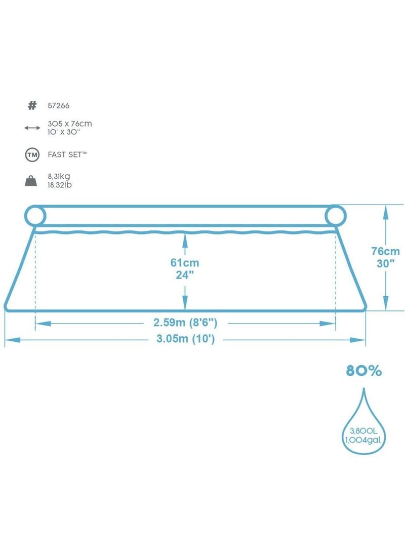 Bestway 57266-Fast Set Inflatable Round Swimming Pool 3.05mx76cm / 10'x30", 3800L  - Image 5