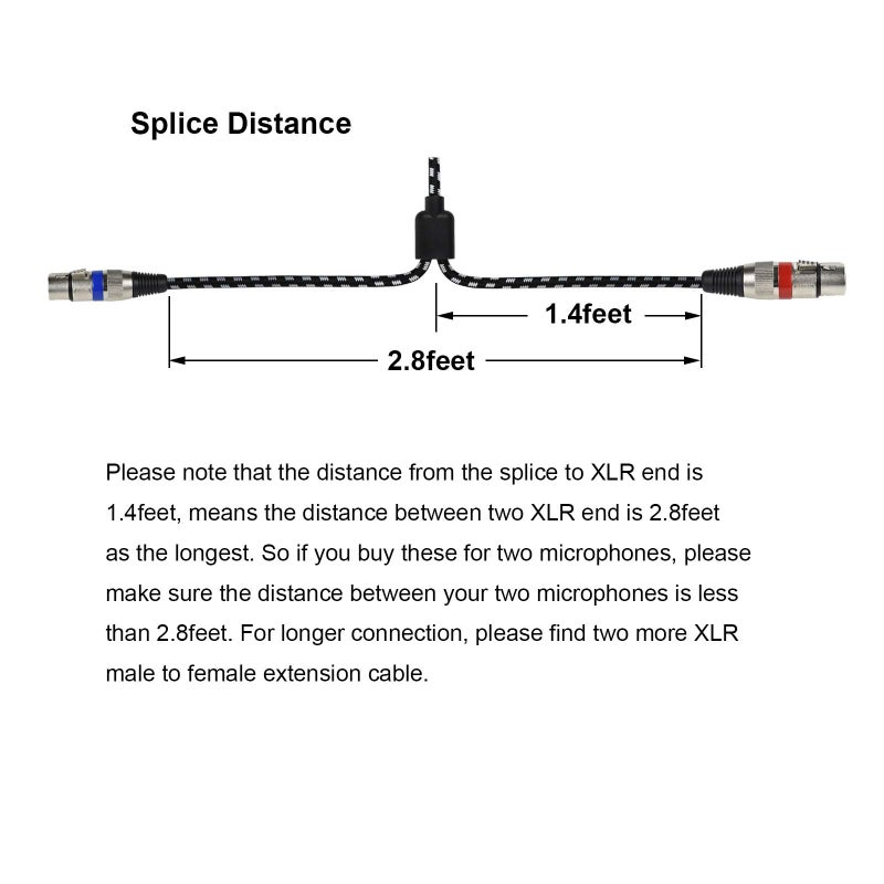 Mugteeve كابل موزع مزدوج XLR أنثوي من Mugteeve 3.5 مم، ستيريو 1/8" ميني TRS إلى كابل ميكروفون مزدوج أنثوي، مضفر نايلون، درع OFC، للتسجيل، البث المباشر، البث - 6.6 قدم - Image 5