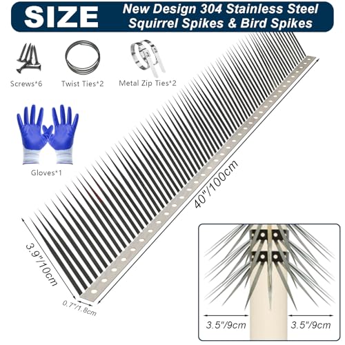 WHCDSTGJ Bird Spikes Squirrel Spikes and Squirrel Baffles Keep Raccoons Cats and Snakes Away from Gardens Fences and Climbing Bird Feeder Poles 40 inches - Image 3
