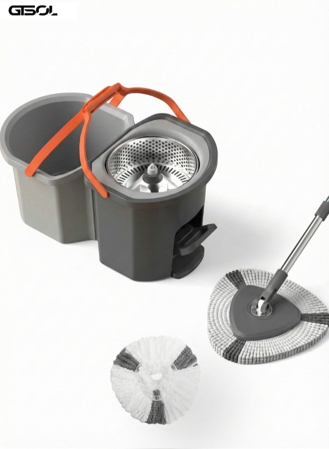 GTSOL Spin Mop & Dual-Chamber Bucket with Foot Pedal Wringer – Microfiber Mop, Stainless Steel Handle - Image 1