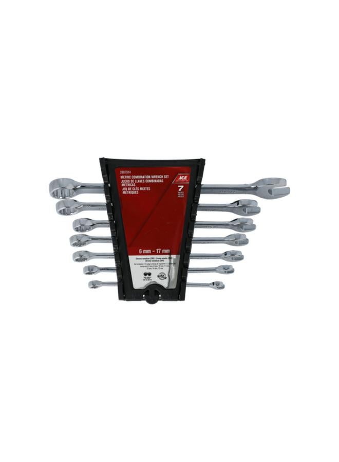 ACE 7-Piece Secure Grip Rust Resistance Steel Metric Combination Wrench Set Silver 6-17mm WLB-7PC MET