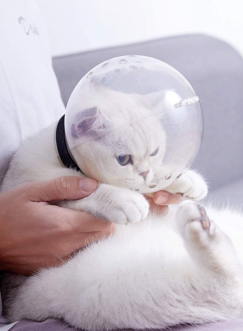 Cat Adjustable Hood, Breathable Cat Helmet, Anti Bite Clear Muzzles for Kitten, Safety Prevent for Small Pets Grooming (Size L for cat Neck Circumference 9-10.6) - Image 2