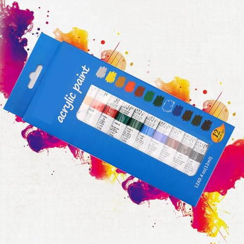Corslet Acrylic Paint Kit, 12ml Vibrant Tubes, Artist Craft Set, Multicolor Creative Supplies for Drawing, DIY Artwork, School Hobby Projects, Professional Painting Essentials, 12-Color Pack - Image 3