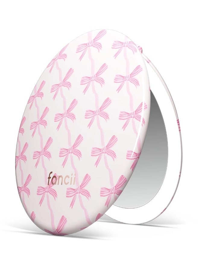 Fancii Taylor Compact Travel Makeup Mirror with Lights, 10x /1x Magnifying, Rechargeable, 3 Light Modes, Dimmable - Small Lighted Handheld Purse Mirror, Double Sided, for Gifts (Rosette Ribbon) - Image 1