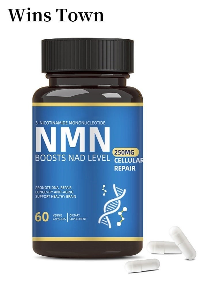 Wins Town NMN Supplement Alternative - Liposomal NMNH (Dihydronicotinamide Mononucleotide) - High Purity NAD Supplement for Anti Aging, Energy, Focus - 60 Capsules - 250mg  - Image 1