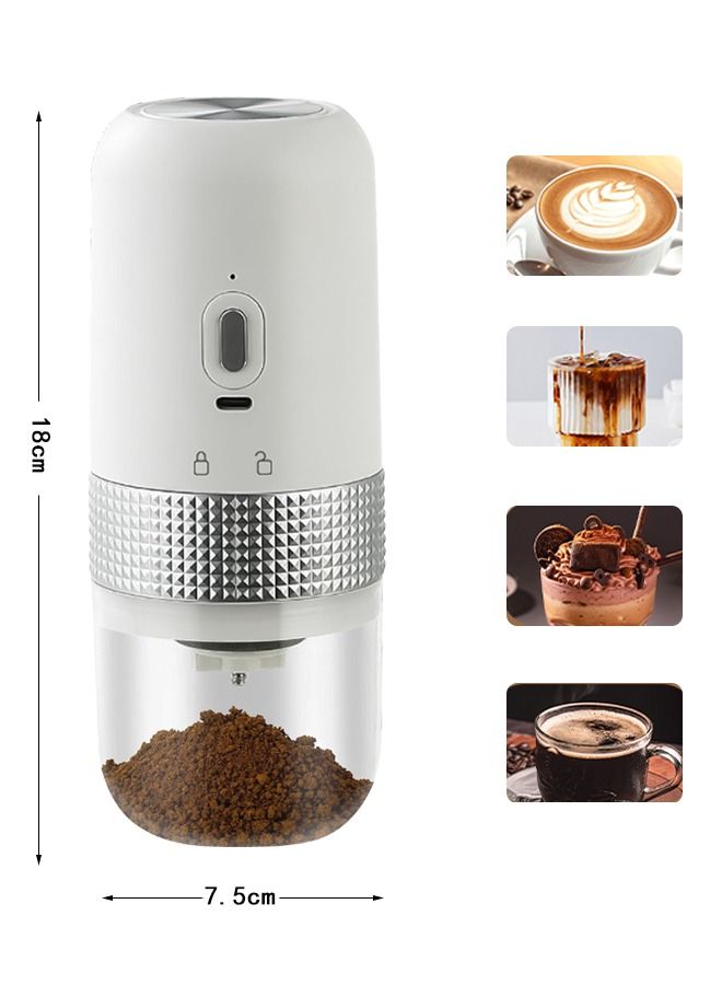 Electric Coffee Grinder with Adjustable Grind Setting for Office, Travel and Camping, White - Image 2