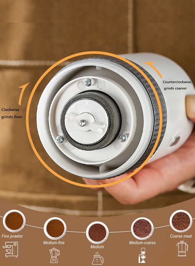 Electric Coffee Grinder with Adjustable Grind Setting for Office, Travel and Camping, White - Image 3