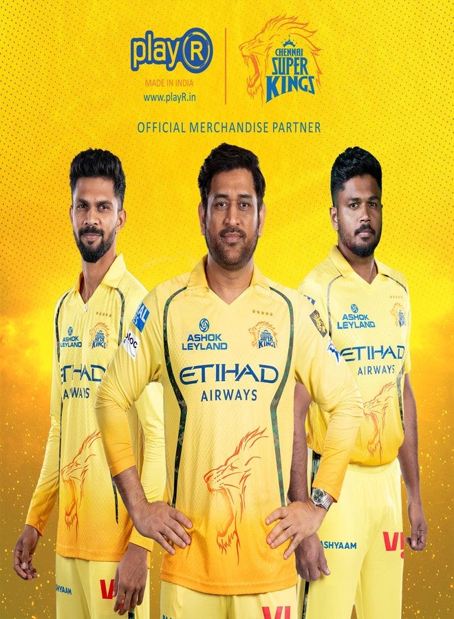 playR x Chennai Super Kings Original Match Jersey IPL 2026 - Adult Plain Long Sleeve CSK Cricket T-Shirt, Regular Fit Sportswear Tee for Training, Outdoor & Match Day Activewear for All Season - Image 3