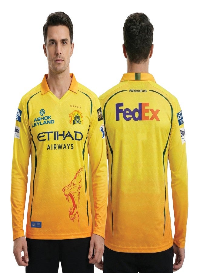 playR x Chennai Super Kings Original Match Jersey IPL 2026 - Adult Plain Long Sleeve CSK Cricket T-Shirt, Regular Fit Sportswear Tee for Training, Outdoor & Match Day Activewear for All Season - Image 1