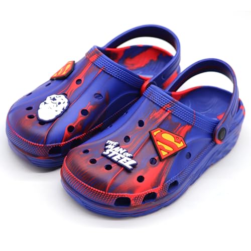 SVAAR x Superman Men's Marble Effect Clogs with Authentic Superman Charms and Adjustable Back Strap Blue - Image 2