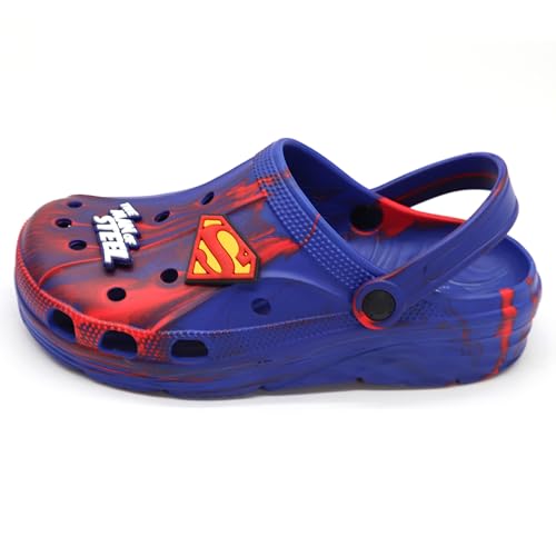 SVAAR x Superman Men's Marble Effect Clogs with Authentic Superman Charms and Adjustable Back Strap Blue - Image 3