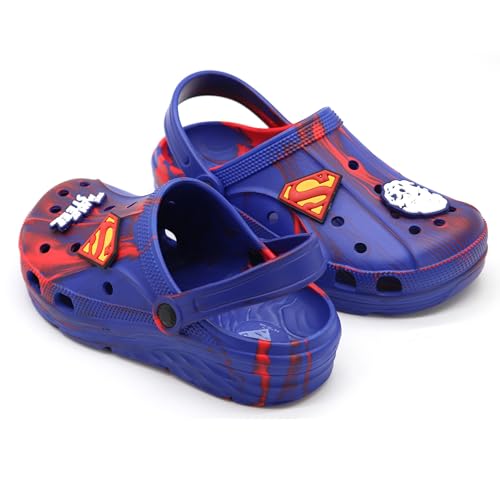 SVAAR x Superman Men's Marble Effect Clogs with Authentic Superman Charms and Adjustable Back Strap Blue - Image 4