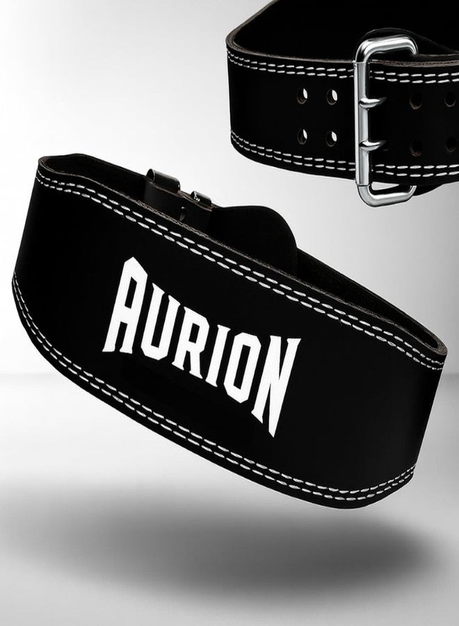 Aurion Gym Belt for Weight Lifting Super Black with Adjustable Double Pronged Buckle for Men and Women Deadlift Belt with Lower Back Support & 4mm EVA Padding for Optimal Back and Core Support (L/XL) - Image 1