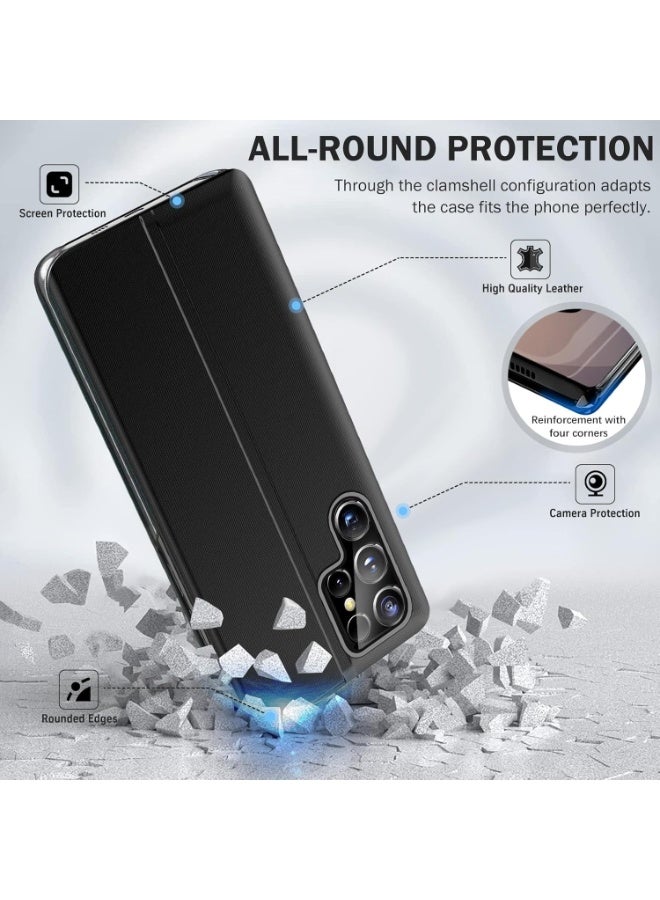 View Clear Smart Window Case for Samsung Galaxy S26 Ultra, Slim Luxury Mirror Hard PC Leather Flip Shockproof Cover with Kickstand for Samsung S26 Ultra Case (Black) - Image 5