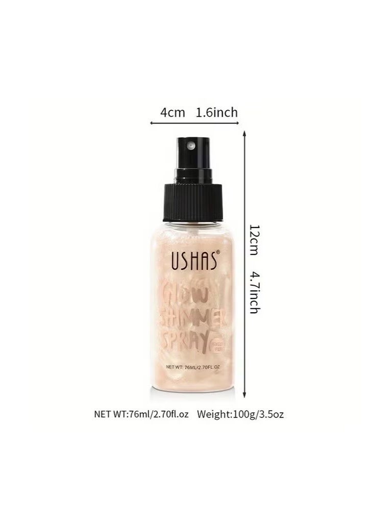 Ushas Glow Shimmer Spray - Shimmer Body Oil Liquid Easy to Push Away Natural Moisture Glitter Face Brightening Glow Pearl Highlighter Illuminator Shine Contouring Makeup for Face and Body #02 - Image 2