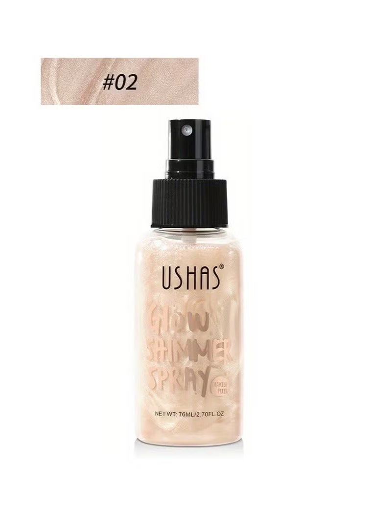 Ushas Glow Shimmer Spray - Shimmer Body Oil Liquid Easy to Push Away Natural Moisture Glitter Face Brightening Glow Pearl Highlighter Illuminator Shine Contouring Makeup for Face and Body #02 - Image 5