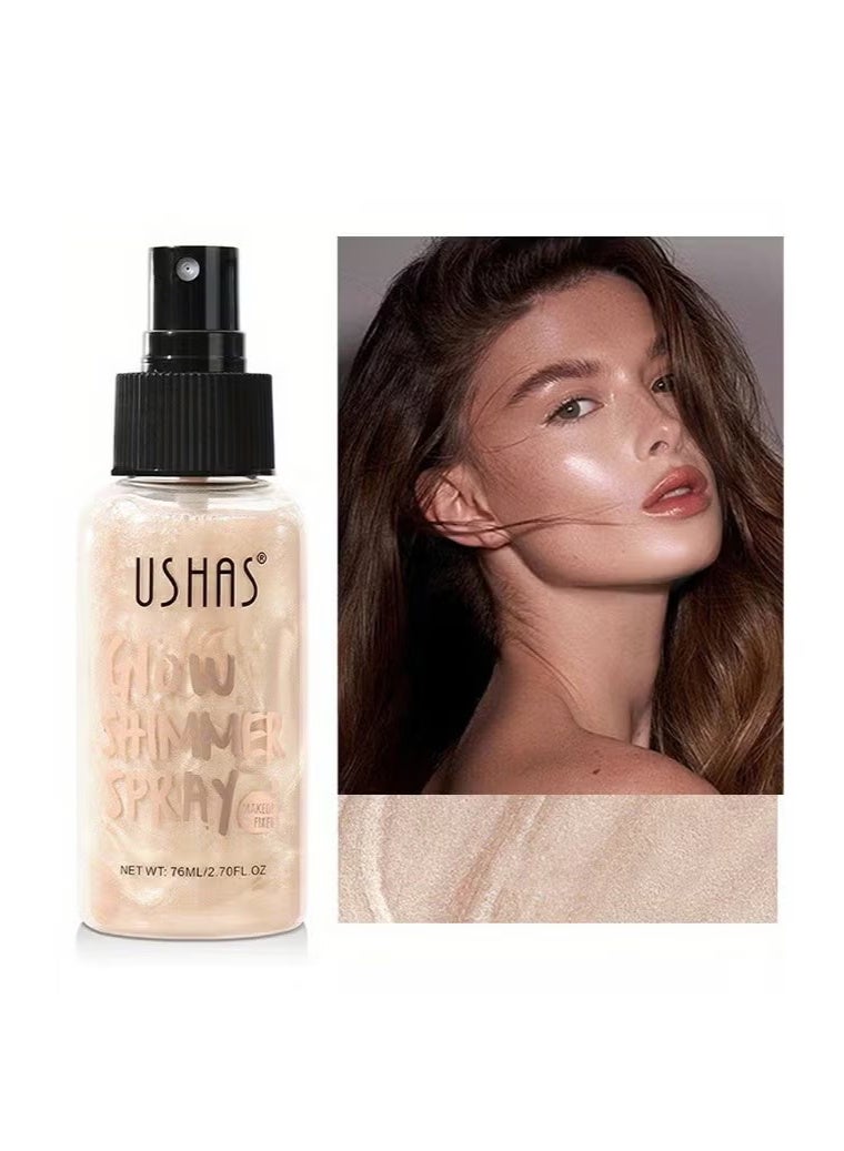 Ushas Glow Shimmer Spray - Shimmer Body Oil Liquid Easy to Push Away Natural Moisture Glitter Face Brightening Glow Pearl Highlighter Illuminator Shine Contouring Makeup for Face and Body #02 - Image 1