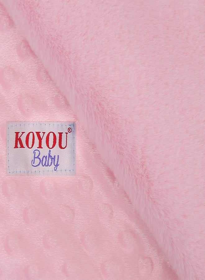 KOYOU Baby Pink Super Soft Minky Plush Reversible Double Layer 30" x 35" Baby Blanket with Dotted Backing and Silky Trim - Image 3