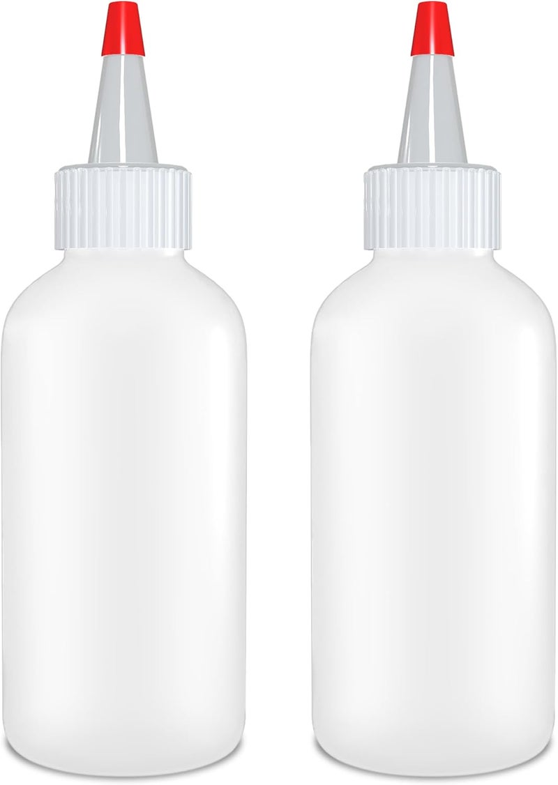 BRIGHTFROM Condiment Squeeze Bottles  4 OZ Squirt Empty Bottles Red Top Cap Leak Proof  Great for Ketchup Mustard Syrup Sauces Dressing Oil Arts and Crafts BPAFREE Plastic  Pack of 2 - Image 1