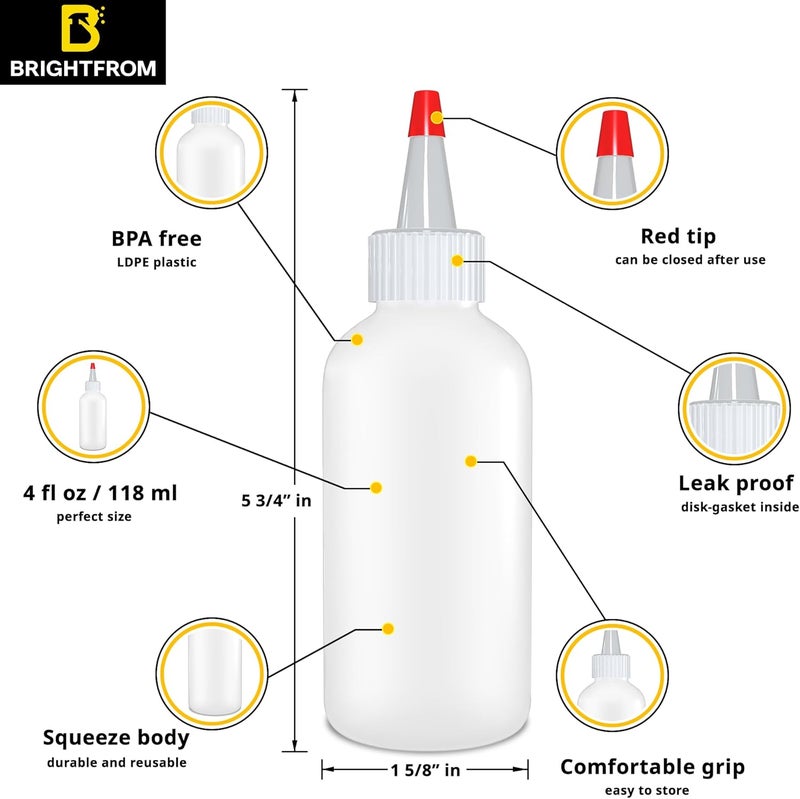 BRIGHTFROM Condiment Squeeze Bottles  4 OZ Squirt Empty Bottles Red Top Cap Leak Proof  Great for Ketchup Mustard Syrup Sauces Dressing Oil Arts and Crafts BPAFREE Plastic  Pack of 2 - Image 2