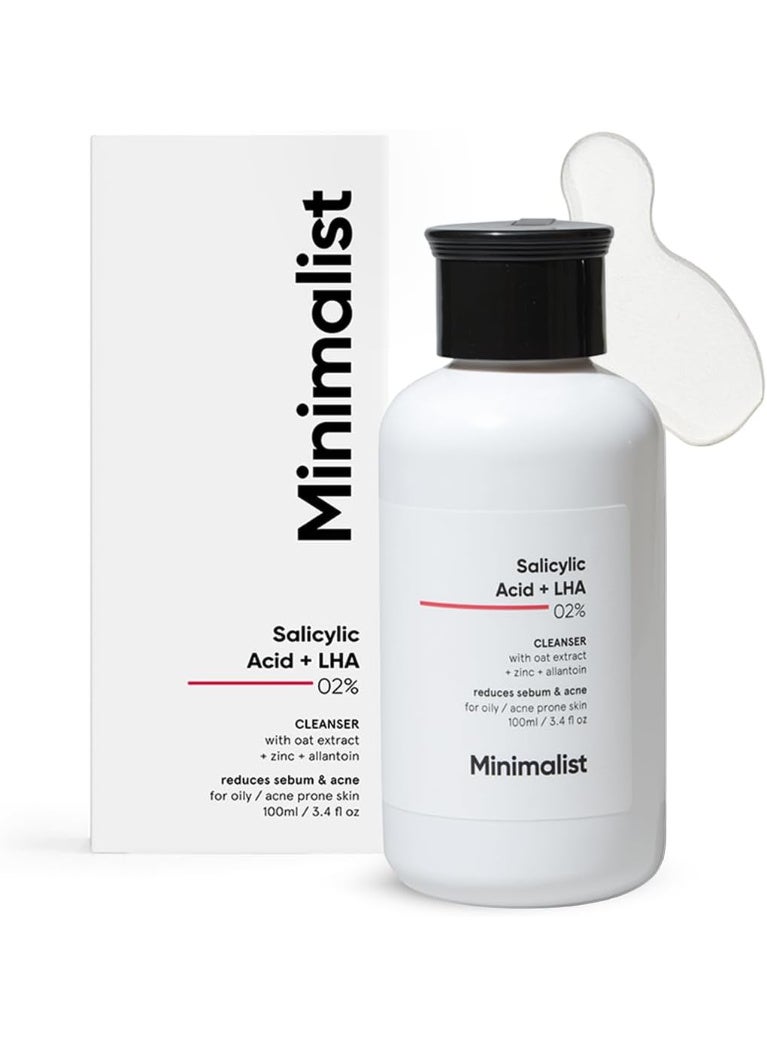 MINIMALIST 2% Salicylic Acid Face Wash for Oily, Acne Prone Skin (100 ml) | Sulphate free, Anti Acne Face Cleanser With LHA & Zinc For Men & Women - Image 1