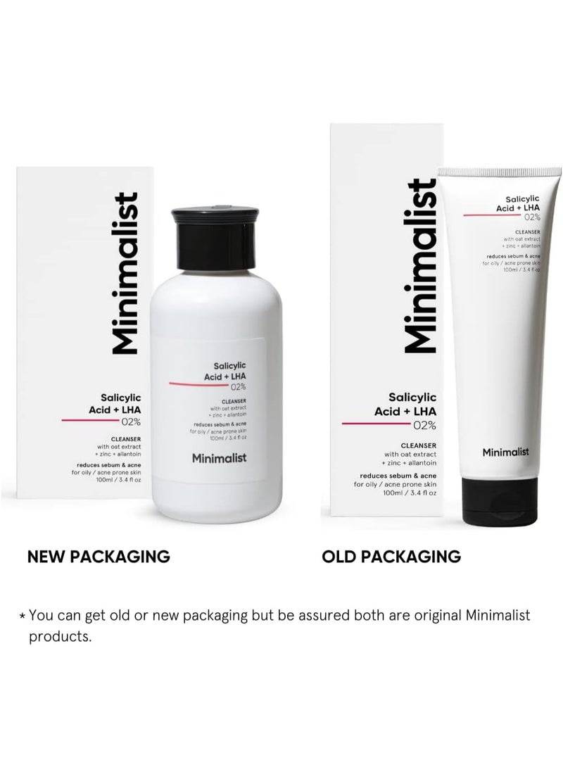 MINIMALIST 2% Salicylic Acid Face Wash for Oily, Acne Prone Skin (100 ml) | Sulphate free, Anti Acne Face Cleanser With LHA & Zinc For Men & Women - Image 2