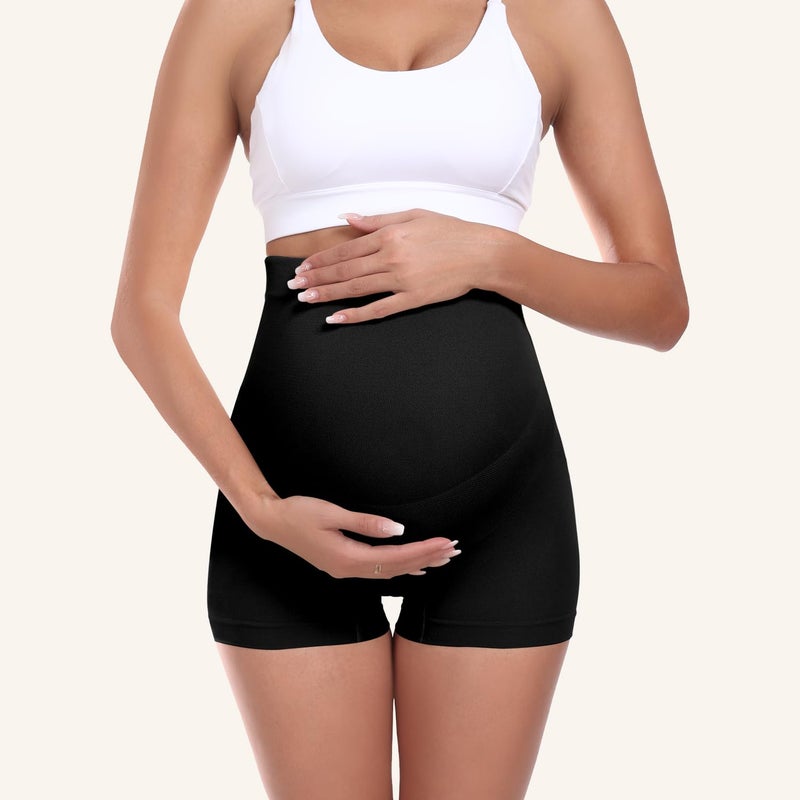 Boguish Seamless Maternity Underwear Over Belly Support Boyshorts, Pregancy Shapewear Panties for Women 4-Pack - Image 2
