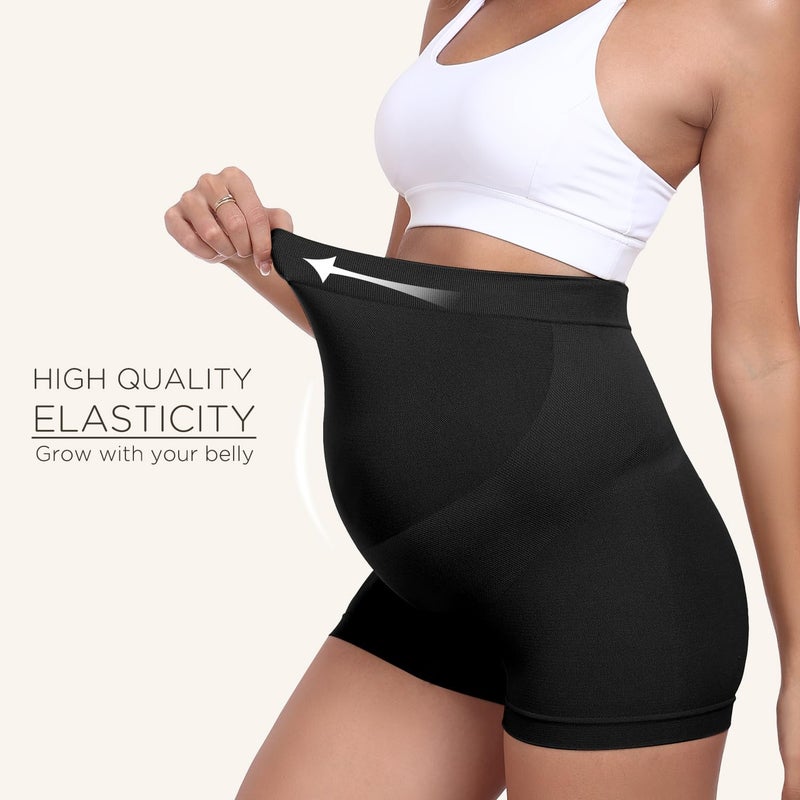 Boguish Seamless Maternity Underwear Over Belly Support Boyshorts, Pregancy Shapewear Panties for Women 4-Pack - Image 5