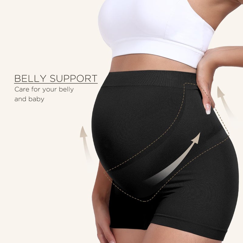 Boguish Seamless Maternity Underwear Over Belly Support Boyshorts, Pregancy Shapewear Panties for Women 4-Pack - Image 4