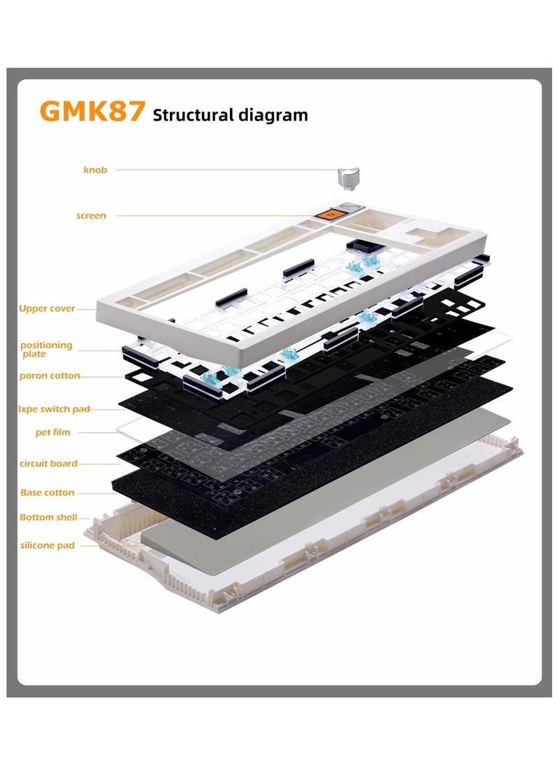 ZUOYA - GMK87 Mechanical Keyboard KIT With Display Screen RGB Backlit Gasket Structure Gaming Hot Swap Keyboard - Image 1