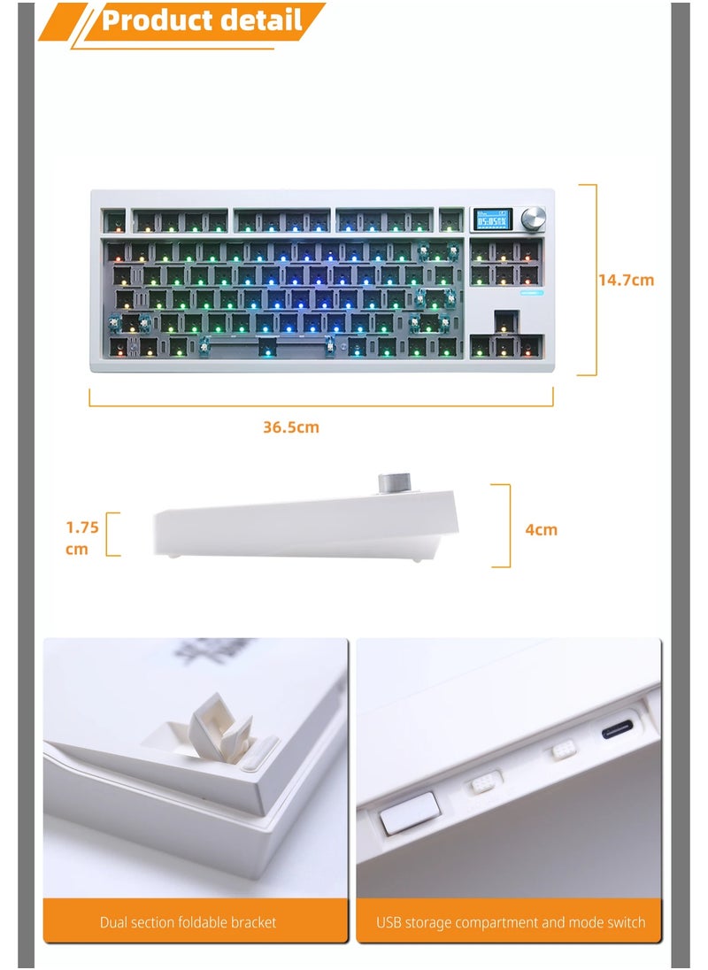 ZUOYA - GMK87 Mechanical Keyboard KIT With Display Screen RGB Backlit Gasket Structure Gaming Hot Swap Keyboard - Image 1