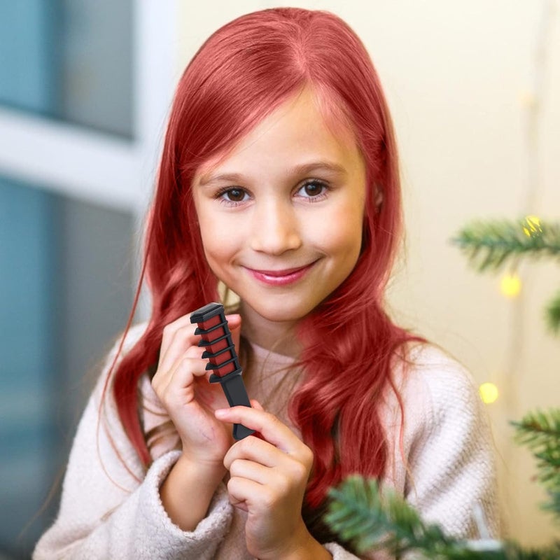 MSDADA New Hair Chalk Comb Temporary Hair Color Dye for Girls Kids, Washable Hair Chalk for Girls Age 4 5 6 7 8 9 10 Birthday Cosplay DIY, Halloween, Independence Day(Red & Blue) - Image 5
