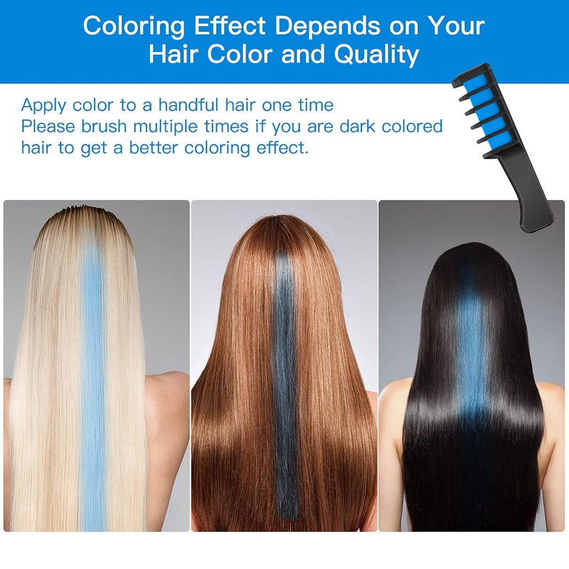 MSDADA New Hair Chalk Comb Temporary Hair Color Dye for Girls Kids, Washable Hair Chalk for Girls Age 4 5 6 7 8 9 10 Birthday Cosplay DIY, Halloween, Independence Day(Red & Blue) - Image 3