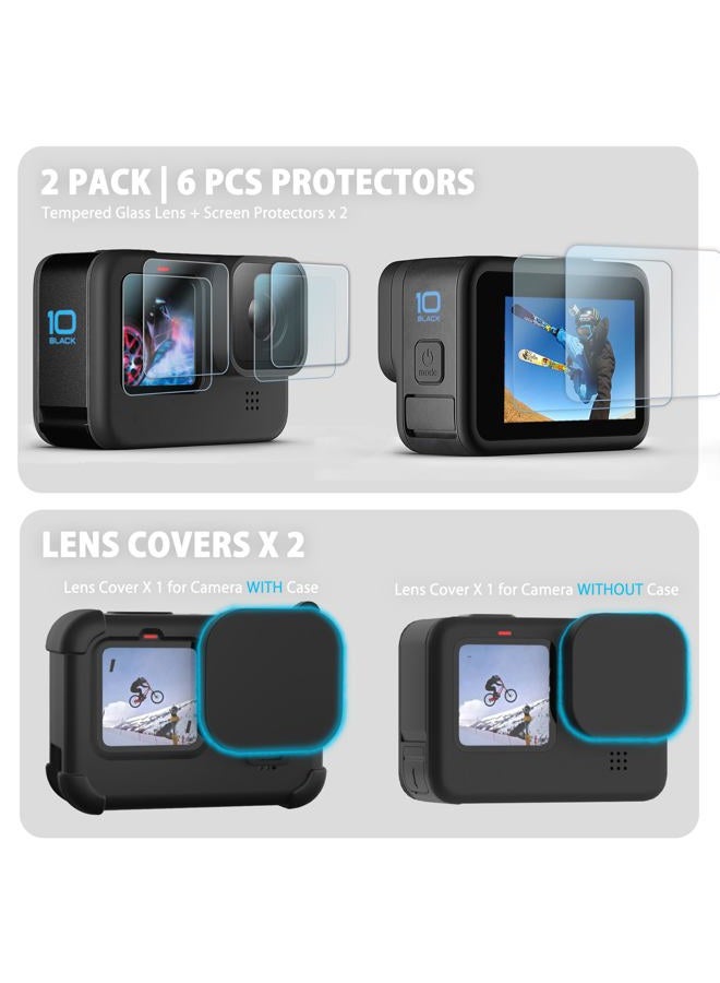 FiTSTILL FitStill Black Silicone Sleeve Case for Go Pro Hero 12/Hero 11/Hero 10/Hero 9 Black,Battery Side Cover&Screen Protectors& Lens Caps&Lanyard for Go Pro Hero 12/11/10/9 Black Accessories Kit - Image 4