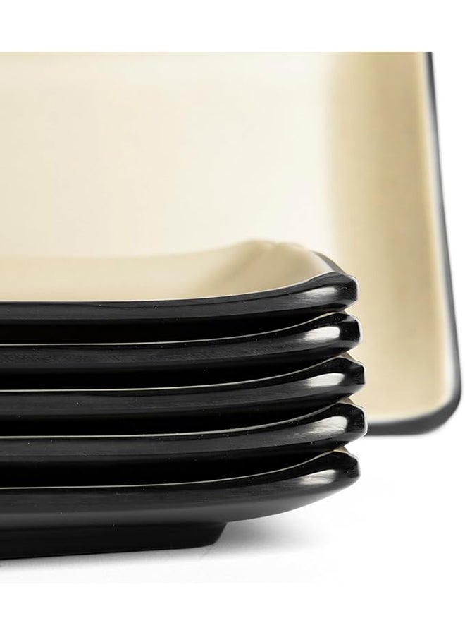 ماستر جولد 6 أطباق تقديم مستطيلة من الميلامين صحون لتقديم المقبلات و المأكولات البحرية و السلطات مقاومة للكسر  للمنازل و المطاعم و الفنادق (بيج | أسود, 39.5 * 14.5 سم) - Image 5