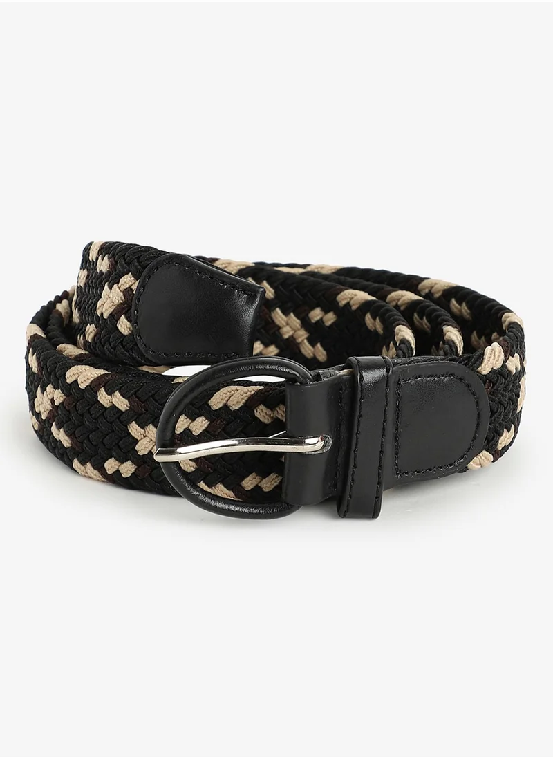 Haute Sauce Black & Beige Textured Waist Belt