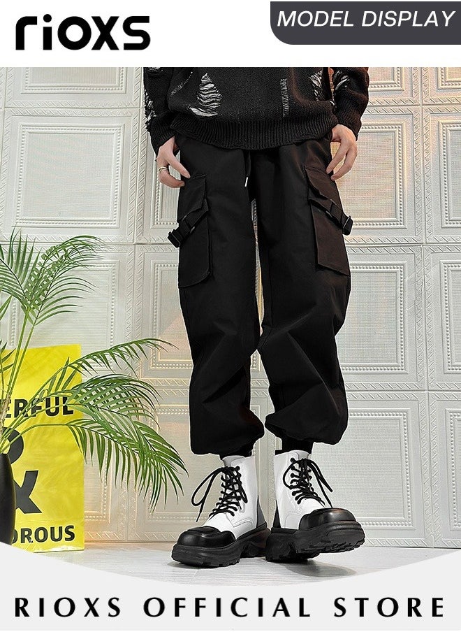 RIOXS - Men's Fall Winter Fashion Casual Ankle Boots Waterproof Leather Boots for Man 8-Eye Lace Up Mid-high Heel Boots With Comfortable Soles - Image 1