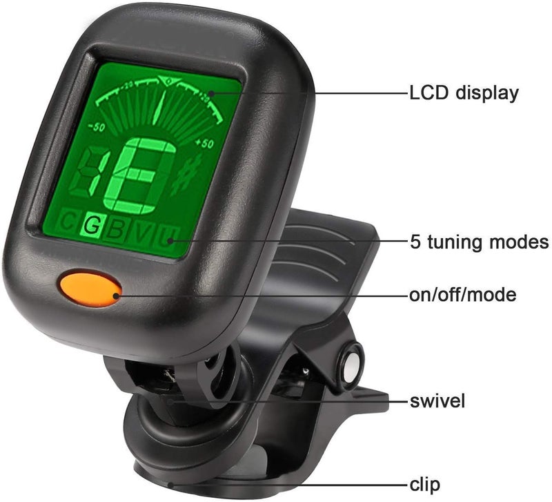 TechBlaze Digital Guitar Tuner with LCD Display – Clip-On Electronic Tuner for Acoustic & Electric Guitar, ukulele Highly Accurate & Easy to Use guitar string tuner - Image 2