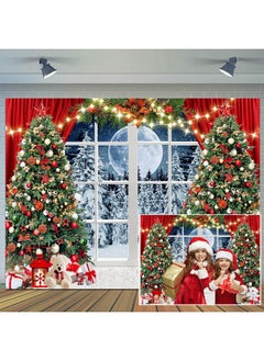 CYLYH 7X5Ft Christmas Backdrop Christmas Window Backdrop For Photography Winter Xmas Tree Snow Gift New Year Christmas Party Backdrops Xmas Night Family Party Background  - Image 1
