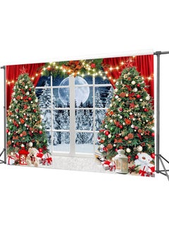CYLYH 7X5Ft Christmas Backdrop Christmas Window Backdrop For Photography Winter Xmas Tree Snow Gift New Year Christmas Party Backdrops Xmas Night Family Party Background  - Image 4