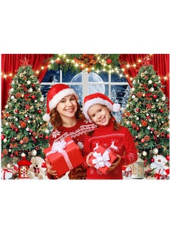 CYLYH 7X5Ft Christmas Backdrop Christmas Window Backdrop For Photography Winter Xmas Tree Snow Gift New Year Christmas Party Backdrops Xmas Night Family Party Background  - Image 2