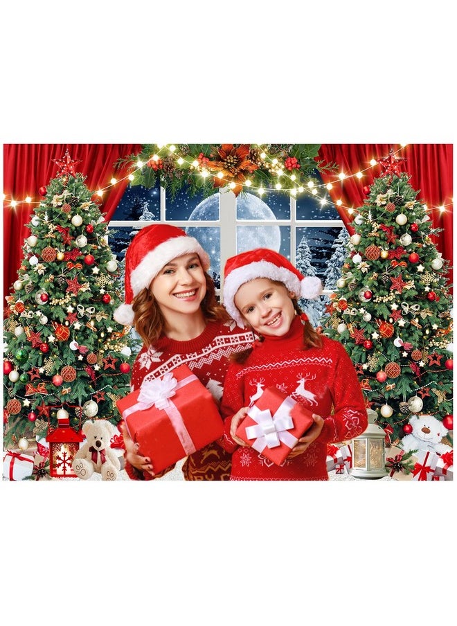 CYLYH - 7X5Ft Christmas Backdrop Christmas Window Backdrop For Photography Winter Xmas Tree Snow Gift New Year Christmas Party Backdrops Xmas Night Family Party Background - Image 1