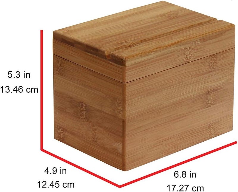 Oceanstar Bamboo Recipe Box with Divider, Natural, 6.80" W x 4.90" D x 5.10" H - Image 5