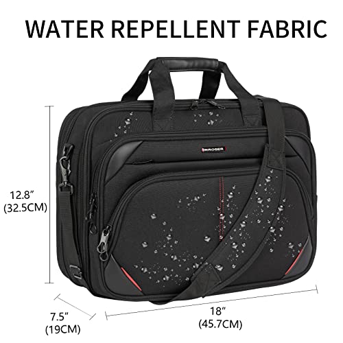 KROSER Laptop Bag 17.3 Inch Premium Laptop Briefcase, Expandable Water Repellent Laptop Shoulder Messenger Bag Durable Computer Case for Business/Travel/Men/Women (Black/Red) - Image 3