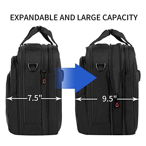 KROSER Laptop Bag 17.3 Inch Premium Laptop Briefcase, Expandable Water Repellent Laptop Shoulder Messenger Bag Durable Computer Case for Business/Travel/Men/Women (Black/Red) - Image 2