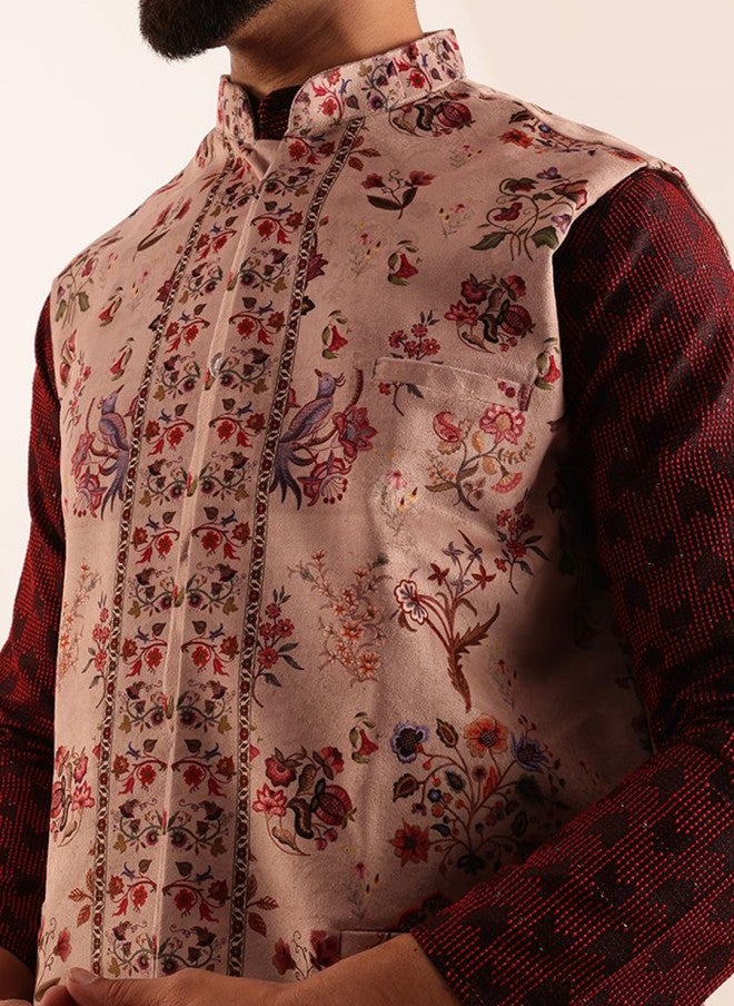 Sojanya Printed Velvet Nehru Jacket for Men - Image 2