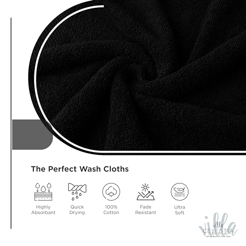 Villa Celestia 100% Cotton Wash Cloth for face & Body Set of 6, (12 x 12 inches) Sustainable, Soft, Highly Absorbent, Combed Cotton Wash Cloths Pack of 6 for Hotels, Spa, Bathroom, Dorm, Sage - Image 3